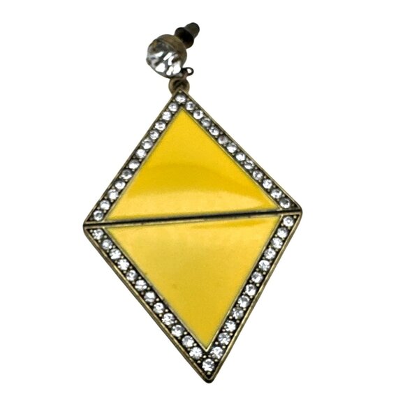 Yellow Diamond Rhombus Dangle Earrings Drop Mod Retro Fash - Picture 4 of 7